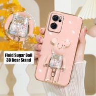 3D Fluid Ball Violence Bear Stand Soft Phone Case For iPhone 11 11 Pro 11 Pro Max iPhone 13 Mini 12 12 Pro 12 Pro Max Plating ShockProof Case Cover