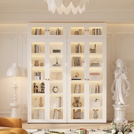 Bookcase Display 2.4 Combination Cream 7T New Style With Door Storage French Household Rice High Boo