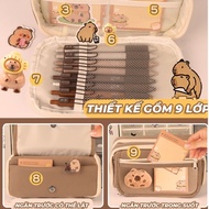 Fs Cute Capbara Pencil Bag Large Capacity, For Students To Store School Supplies Stationery