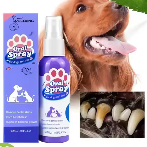Pet Teeth Cleaning Spray Oral Care Remove Tooth Stains Keep Fresh Breath for Cats and Dogs Whitening