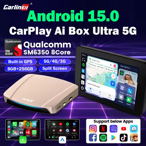 CarlinKit Ultra 5G 4G Android 15 CarPlay TV Box Support Netflix IPTV SD/SIM Card Wireless Android Au