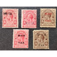 Turks And Caicos Islands , WAR TAX, , 5 STAMP ONLY FOXING & HINGED