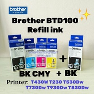 Brother BTD100 Refill ink (Box Set) BTD100BK Compatible for BROTHER PRINTER T230 t430W T530DW T730Dw