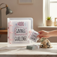 PVC 3-Hole Mini Money Saving Challenge Binder, Includes Envelope to Save $1000