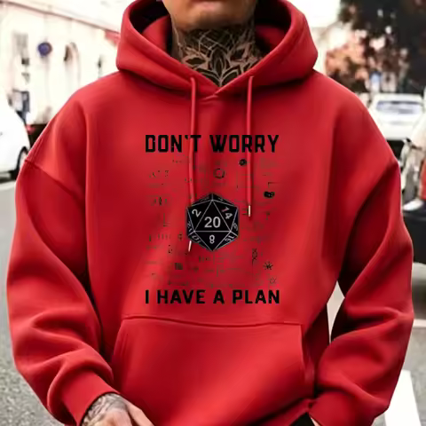 Dont Worry I Have A Plan D20 Dice Math Formula Hoodie DND Tabletop RPG Game Print Pullover Hooded Sw
