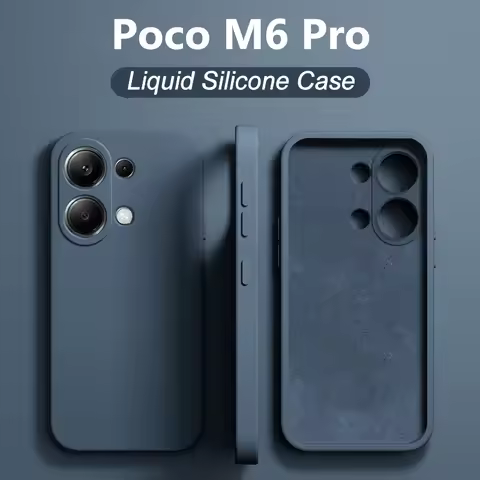 Poco M6 PocoM6 Pro Case Original Square Liquid Silicone Phone Case For Xiaomi Poco M6 M 6 Pro PocoM6