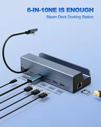 1000M/100M 4K@60Hz Docking Station for Steam Deck (OLED)/ROG Ally/Legion Go(Not for Rog Ally X) USB 