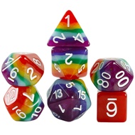 Rainbow Dice 7pcs DND Polyhedral Dice for Board Game DND Role Playing
