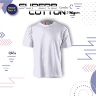 WHITE CT7100 100% SUPERB THICK COTTON ROUND NECK SHORT SLEEVE PLAIN TSHIRT UNISEX MEN WEAR PUTIH KEM