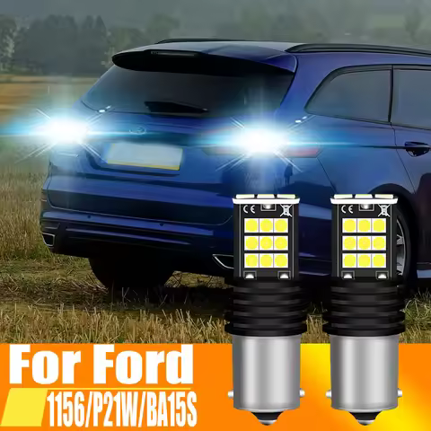 2pcs P21W LED Reverse Light Back Up Lamp 1156 7506 BA15S Rear Fog Bulb For Ford Mondeo Mk4 Focus 2 S