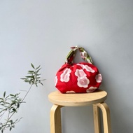 京都風呂敷包巾-伊砂紋樣 三巾-梅(紅&綠)