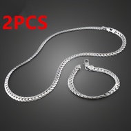 TEMU 2pcs Fashionable 5mm Necklace & Bracelet Set - Perfect For Men, Women, Couples, Husband And Wif