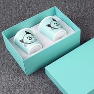 2 PcsSet Blue Bone China Cups Set With Box &amp; Bag Porcelain Coffee Tea Milk Water Mug Breakfast Drink Ware Luxury Birthday Gift