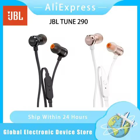 JBL TUNE 290 3.5mm Wired Earphones T290 In-Ear Stereo Music Sports Pure Bass Headphones with Microph