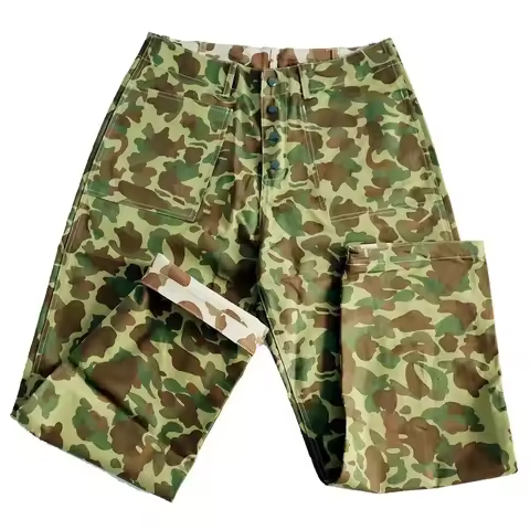 WW2 US Soldier Uniform Camo Pants Double Face Camo HBT Soldier Pants Outdoor Sports Training Casual