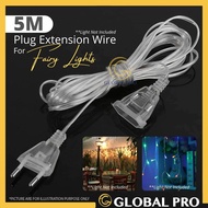 5 Meter 2 Pin EU Plug and Socket Extend Wire For Indoor Outdoor Decoration Power Extension Cable 220-240V