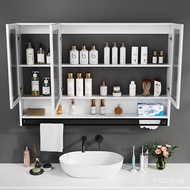 Yanfeng Solid Wood Bathroom Mirror Cabinet with Shelf Mirror Cabinet Bathroom Mirror Washstand Mirror Box Storage All-in-One Cabinet Storage Toilet Dressing Mirror Wall-Mounted White Towel Bar Mirror Cabinet Separate