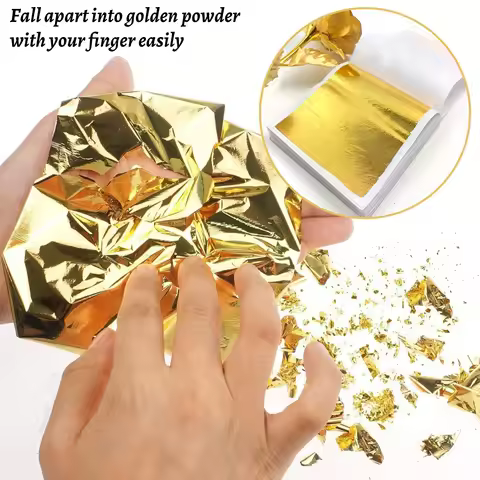 100 Sheets Grade 24K Gold Leaf Flakes Silver Rosegold Dishes Chef Art Chocolate Cake Baking Decorati