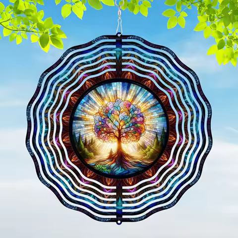 1pc Tree of Life Wind Spinners, Featuring a 3D Metal Wind Sculpture Designed for Garden Decoration