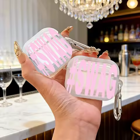 SWAG Stylish Artistic Lettering Clear Earphone Case for AirPods Pro3/Pro2/Pro Earbuds Case For AirPo
