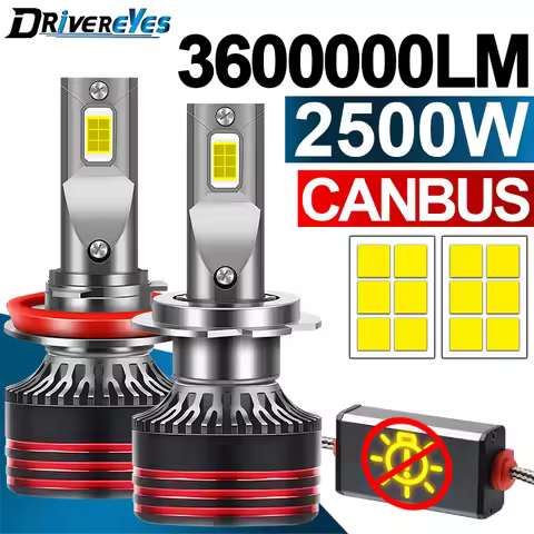 M8 Pro 2500W H4 LED Headlights Canbus K5C H7 H3 H8 H9 H11 H1 3600000LM 9005 HB3 9006 HB4 9012 HIR2 C