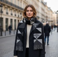 Vivienne Westwood Wool Scraf 西太后幾何圖形拼接印花流蘇羊毛頸巾圍巾披肩