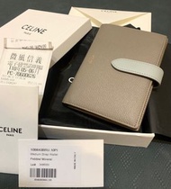 CELINE小牛皮Strap皮夾 中夾 灰藍色
