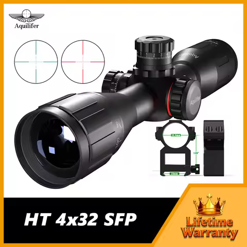Aquilifer 4X32 Red Green Illumination Rifle Scope 22LR AO SFP FMC Zero Stop Hunting Scope for Outdoo