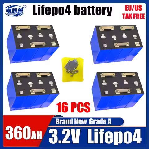 16PCS LiFePo4 Batteries 3.2V 360Ah 340Ah 310AH 100AH Lithium Iron Phosphate Cells -for Solar RV EV G