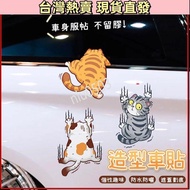 Ready Stock Unique Funny Funny Pet Cat Car Sticker Scratch White Cat Car Sticker Car Body Scratch St