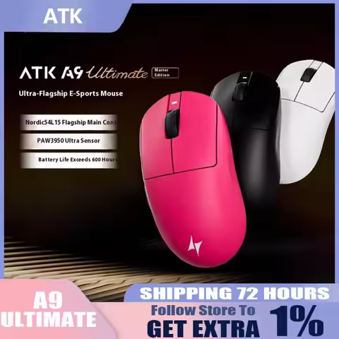 ATK A9 Ultimate Wireless Mouse Master Edition PAW3950UItra 53gUltra Lightweight Ergonomic Game E-spo