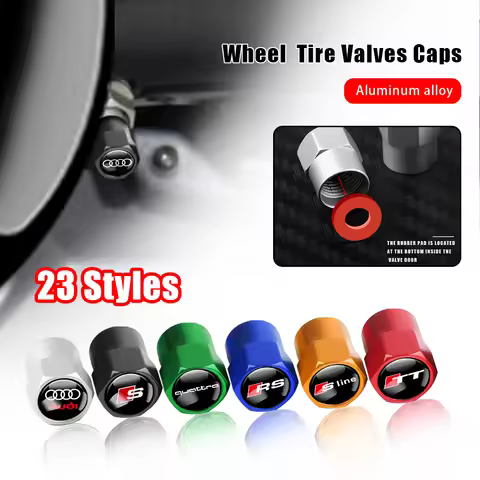 4Pcs Car Tire Valve Cap Tyre Wheel Air Stem Valve Cover for Audi SLINE RS S TT QUATTRO A2 A3 A4 A5 A