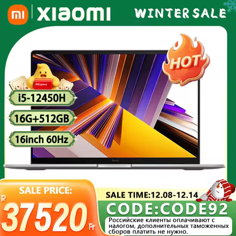 【Moscow Warehouse】Xiaomi RedmiBook 16 2024 New i5-13420H/13500H/12450H 16G 512G 16inch Screen JYU457