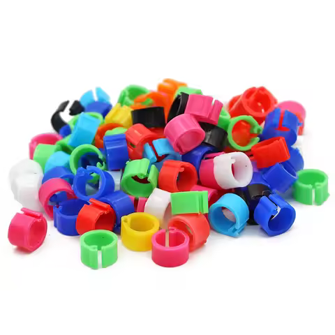 100Pcs Birds Pigeon Feet Rings 10 Colors Inner Diameter 8mm Plastic Dove Clip Ring Pigeon Dove Quail