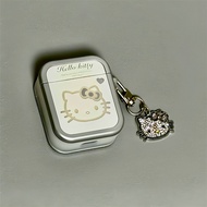 ins Xiaohongshu Double-Layer Simple Cute Flashing Diamond KT Cat Airpods Pro 2 Earphone Case 1/2/3/4