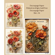Decoupage Paper, Floral Design Size A4