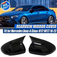 Car Rearview Mirror Cover For Mercedes Benz w177 A200 A220 A250 A35 A45 AMG 2019-2023 Ox Horn Mirror