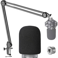 AT2020 Boom Arm Mic Stand with Pop Filter - Professional Broadcast Boom Arm for Audio-Technica AT202