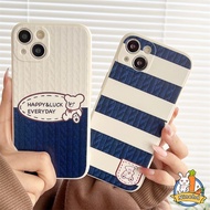 Casing Huawei Y9 Prime 2019 Nova 9 8 7i 7 Se Pro Nova 5T 4e Mate 40 30 20 P40 P30 Lite Pro Honor 8X Ins Bear Blue Striped Phone Case All-inclusive Soft Anti-fall Phone Cover