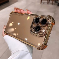 Desert Gold Luxury Electroplate Transparent Shockproof Phone Case For iPhone 16 Pro Max 11 12 13 14 