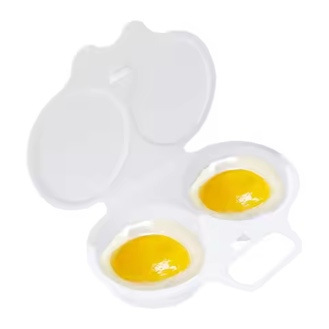 Microwave Egg Poacher 2-Slot Capacity Round Boiled Noodles Microwave Safe Microwave Egg Boiler Poach