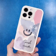 1 ชิ้น เคสกรอบเลนส์กล้องโทรศัพท์นุ่ม TPU สีขาวด้าน ปกป้อง พิมพ์ลายการ์ตูนหน้ายิ้มสีเฉียบเข้ากับ /OPP
