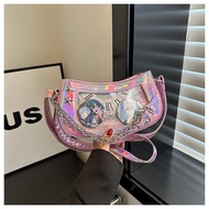 Kawaii Hologram Mini sling bag dumpling bag Y2K fashion chain Ita bag instagram baddie style cute