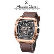 [Official Warranty]Alexandre Christie 6411MCLRGBA Leather Strap 45mm Men's Chronograph Watch Water R