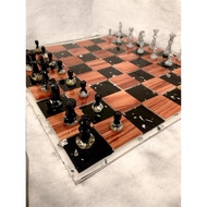 Resin Chess and Chess Pieces |Wood-Style Resin Chess Game Custom | Custom Chess Pieces