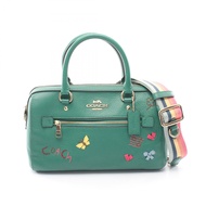 【二手】COACH手提包 Rowan 斜背包，飾有日記刺繡，2WAY C8280 綠色皮革 Rowan 斜挎包，飾有日記刺繡