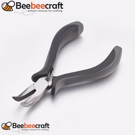 Beebeecraft 1pc 45# Carbon Steel Jewelry Pliers Bent Nose Pliers Polishing Gray Stainless Steel Color 13x7.7x1.7cm
