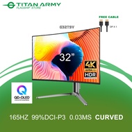 TITAN ARMY 32” QD-OLED Samsung UHD 4K 165Hz 0.03ms Curved 99%DCI-P3 HDR400 True Black Gaming Monitor