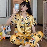 character Pajama Set Mickey Mouse for Kids and Adult Silk Fabric High Quality sleepwear