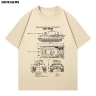 HOM HANS | เสื้อยืดแขนสั้นคอตตอนลายรถถัง Tiger King